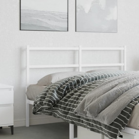 Headboard White Powder-Coated Steel Tall Double Durable