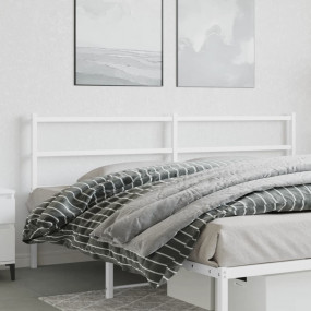 Headboard White Powder-Coated Steel Tall Double Bed