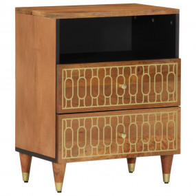 Bedside Cabinet Honey Brown Solid mango wood, engineere...