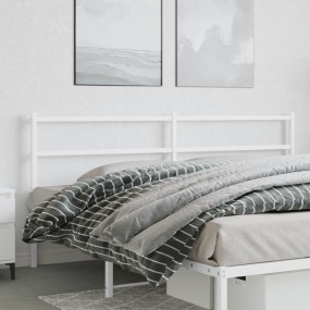 Headboard White Powder-Coated Steel Tall Double Simple