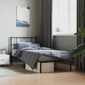 Bed Frame Black Powder-Coated Steel Small Single Bed Fr...