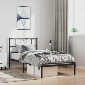 Bed Frame Black Powder-Coated Steel Single Bed Frame