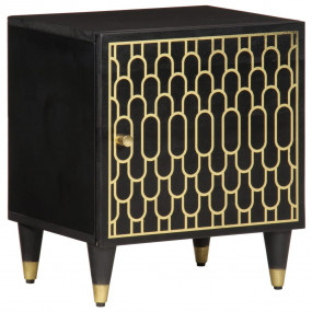 Bedside Cabinet Black Solid mango wood with black finis...