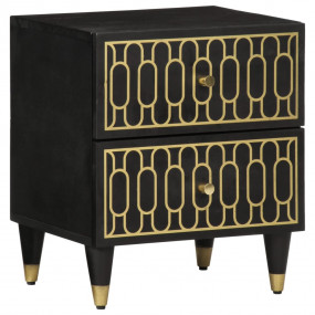 Bedside Cabinet Black and natural wood Solid mango wood...
