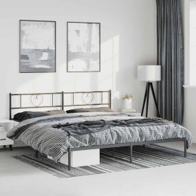 Bed Frame Black Powder-Coated Steel Double Bed Frame