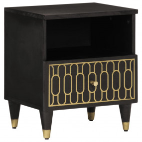 Bedside Cabinet Black and natural wood Solid mango wood...