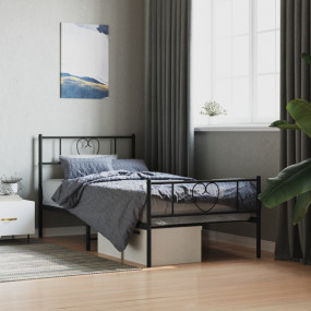 Bed Frame Black Powder-Coated Steel Small Single Bed Fr...