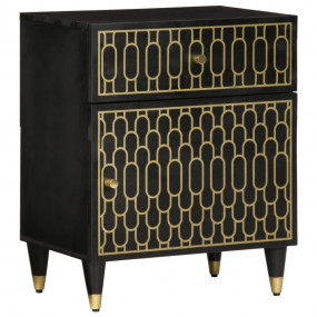 Bedside Cabinet Black Solid mango wood Medium Bedside C...