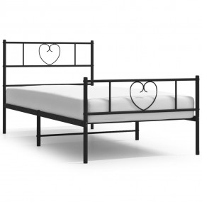 Bed Frame Black Powder-Coated Steel Single Rectangular