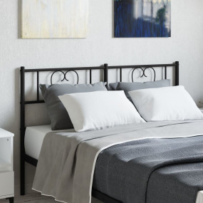 Headboard Black Powder-Coated Steel Tall Full Durable H...