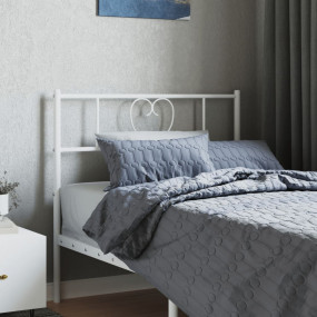 Headboard White Powder-Coated Steel Tall Single Bed Hea...