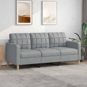 3-seater Sofa Light Grey Fabric (100% polyester), metal...