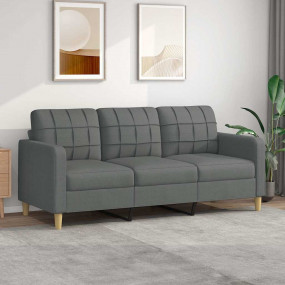 3-Seater Sofa Dark Grey Fabric (100% polyester), metal,...