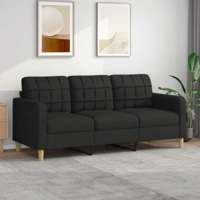 3-seater Sofa Black Fabric (100% polyester), metal, foa...