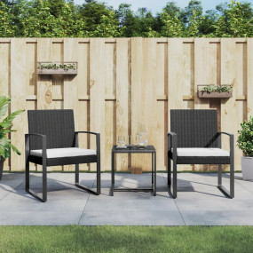 Garden Dining Set Black PP Rattan Standard Modular