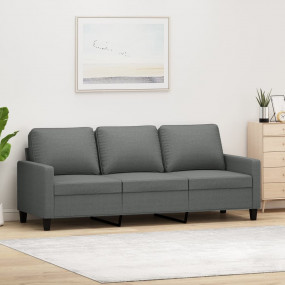 3-seater Sofa Dark Grey 100% Polyester Fabric, Metal, T...