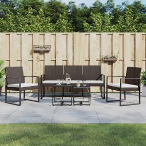 Garden Dining Set Brown Polypropylene Medium Durable