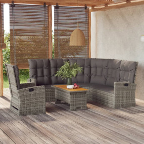 Garden Lounge Set Grey PE Rattan Large GARDEN LOUNGE SE...