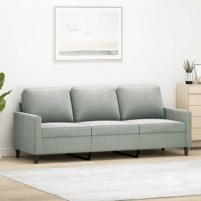 3-seater Sofa Light Grey Velvet (100% polyester), Metal...