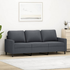 3-Seater Sofa Dark Gray Velvet, Metal, Foam 3-Seater