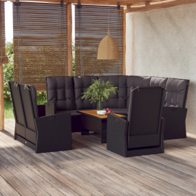 Garden Lounge Set Black