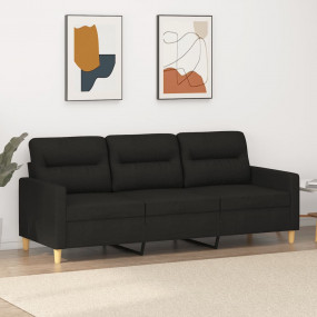 3-seater Sofa Black Fabric (100% polyester), metal, tex...