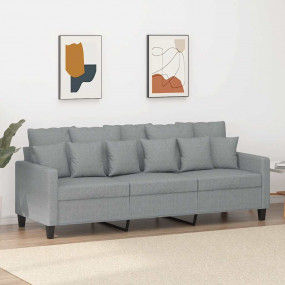 3-Seater Sofa Light Grey 100% Polyester Fabric, Metal, ...