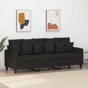 3-seater Sofa Black 100% polyester fabric, metal, texti...