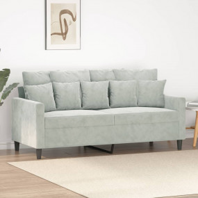 2-seater Sofa Light Grey Velvet (100% polyester), metal...