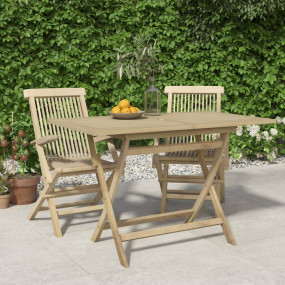 Folding Garden Table Grey Solid teak wood Medium Foldab...