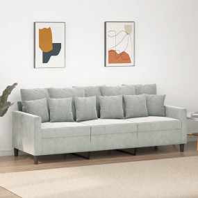 3-Seater Sofa Light Grey Velvet (100% polyester), metal...