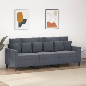 3-seater Sofa Dark grey Velvet, metal, textilene 3-seat...