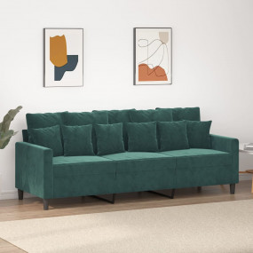 3-seater Sofa Dark Green Velvet (100% polyester), metal...