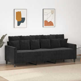 3-seater Sofa Black Velvet, Metal, Textilene Large