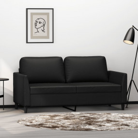 2-seater Sofa Black Faux leather, metal, foam Medium Du...
