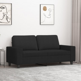2-seater Sofa Black Fabric (100% polyester), Metal, Tex...