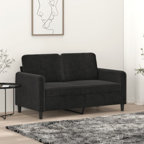 2-seater Sofa Black Velvet (100% polyester), metal, tex...
