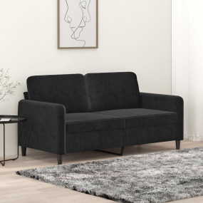 2-seater Sofa Black Velvet (100% polyester), metal, tex...