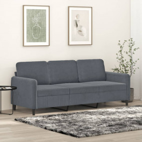 3-seater Sofa Dark grey Velvet (100% polyester), metal,...