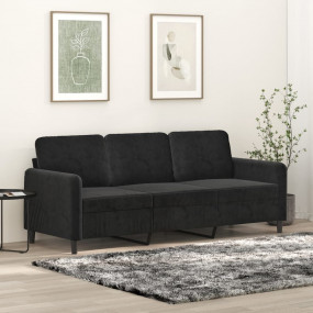 3-Seater Sofa Black Velvet, Metal, Textilene, Foam Larg...