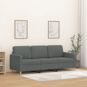 3-seater Sofa Dark Gray Fabric (100% polyester), Metal,...