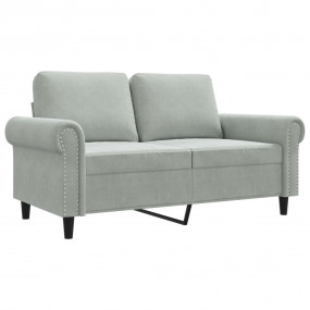 2-seater Sofa Light grey Velvet (100% polyester), metal...