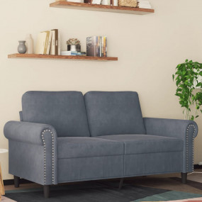 2-seater Sofa Dark grey Velvet (100% polyester), metal,...