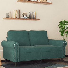 2-seater Sofa Dark Green Velvet (100% polyester), metal...