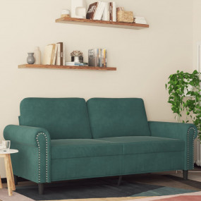 2-seater Sofa Dark Green Velvet (100% polyester), Metal...