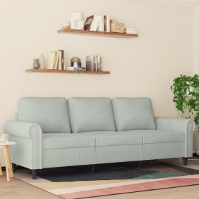 3-seater Sofa Light Grey Velvet (100% polyester), metal...