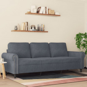 3-seater Sofa Dark Grey Velvet (100% polyester) 3-seate...
