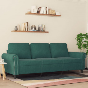 3-seater Sofa Dark Green Velvet, Metal, Textilene 3-Sea...