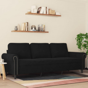 3-seater Sofa Black Velvet 3-seater 3-Seater Sofa Recta...