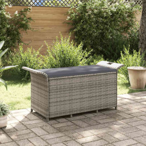Garden Bench Grey Polyethylene Rattan Medium Garden Ben...